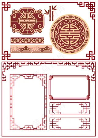 cdr矢量窗框中国风源件中国风素材中国风