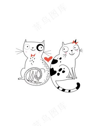 两只猫咪卡通动物图案