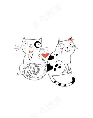 两只猫咪卡通动物图案