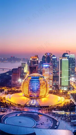 现代化城市建筑夜景高清摄影图片