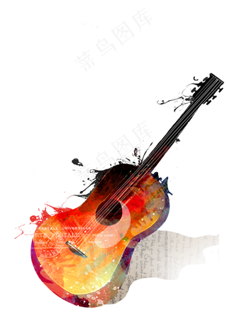 艺术特效吉他PNG透明背景免扣素材