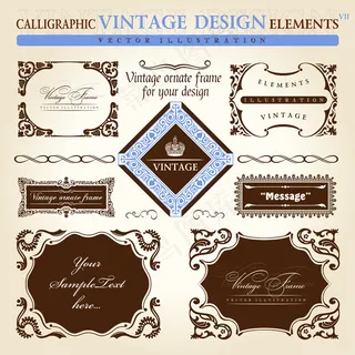 咖色欧式时尚花纹边框装饰素材