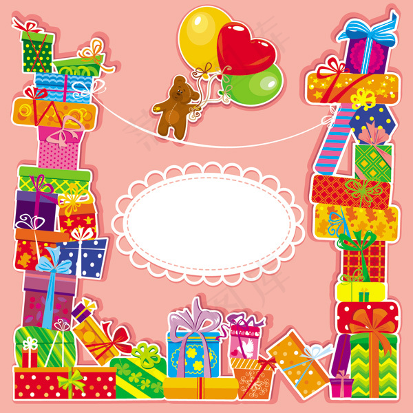 卡通生日快乐卡片矢量素材