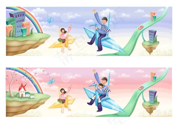 快乐家庭插画矢量ai矢量模版下载