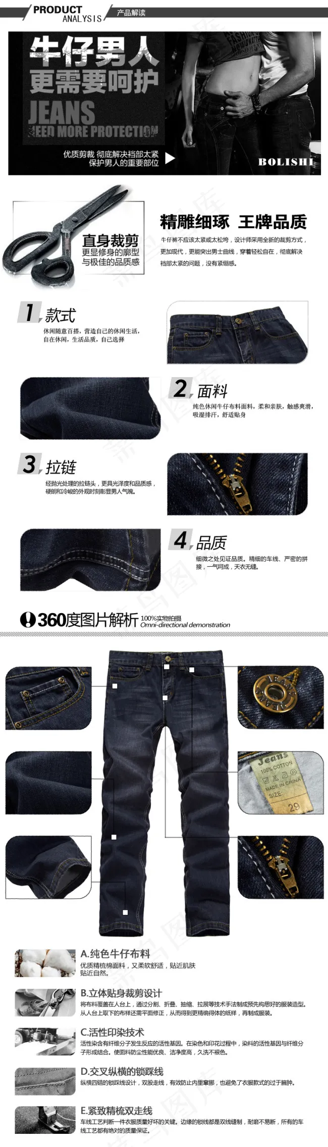 淘宝网宝贝详情男装服装裤子页面(750X2619(DPI:72))psd模版下载