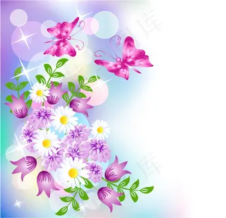 飞舞彩蝶背景矢量素材