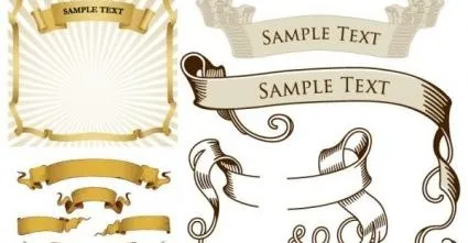 复古的丝带banner矢量eps,ai矢量模版下载