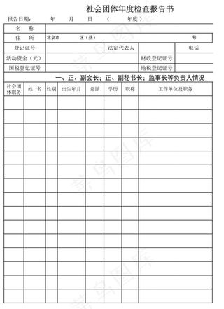 社会团体年度检查报告书