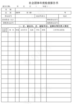 社会团体年度检查报告书