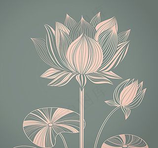 线条荷花矢量素材图片