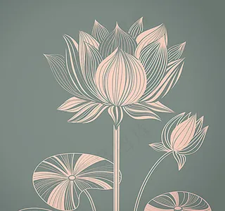 线条荷花矢量素材图片
