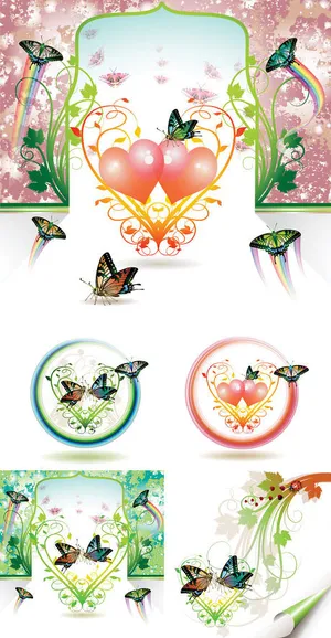 爱情蝴蝶盒子情人节矢量素材