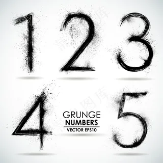 墨迹喷洒数字矢量素材