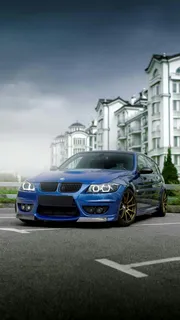 蓝色的宝马汽车高清摄影图片