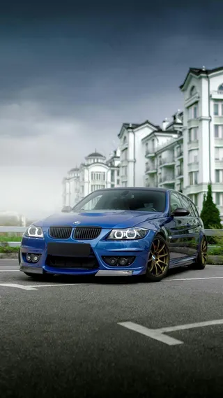 蓝色的宝马汽车高清摄影图片