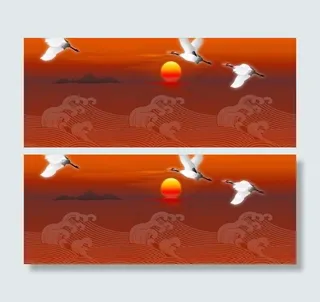 矢量的丹顶鹤水浪