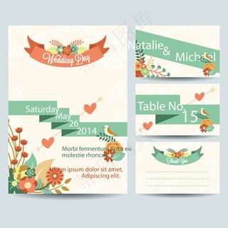 复古婚礼卡片矢量素材AI