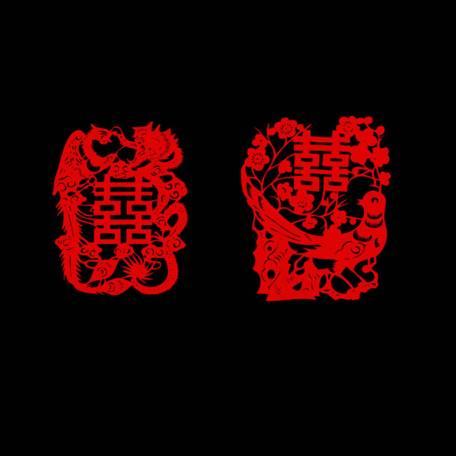剪纸喜字psd模版下载