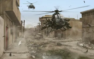 手绘黑鹰坠落图片