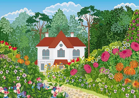 乡村风光插画背景