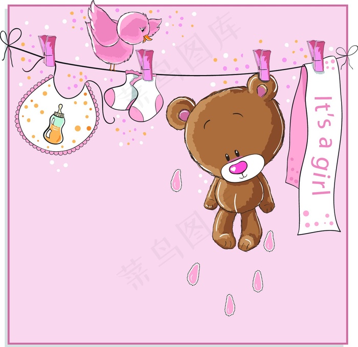 粉色矢量小熊
