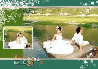 西泊桥畔跨页婚纱模板03