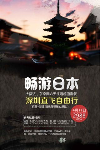 日本地标旅游海报设计模板