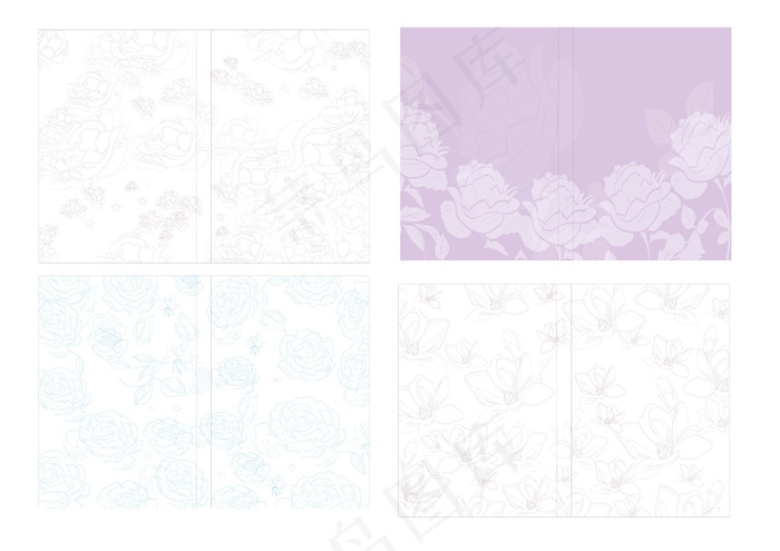 线描花朵封面底纹矢量素材