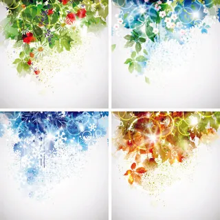 幻彩植物斑驳背景矢量素材