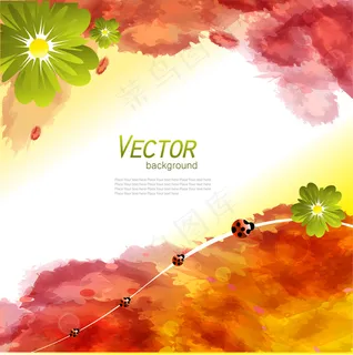 春天植物炫彩背景矢量素材