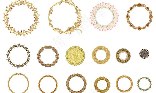 精美欧式花环分层素材图片