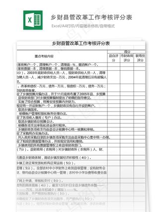 乡财县管改革工作考核评分表格