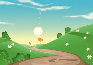 绿色自然春游踏青小报模板