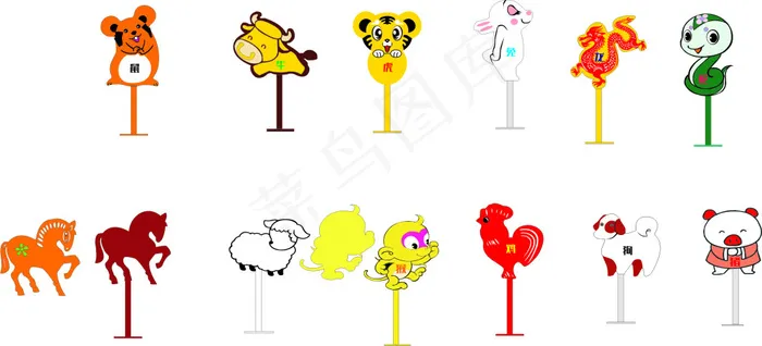 十二生肖花草牌cdr矢量模版下载