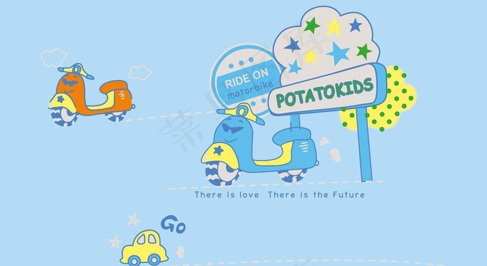 卡通摩托车图片