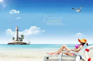 日光浴的性感美女