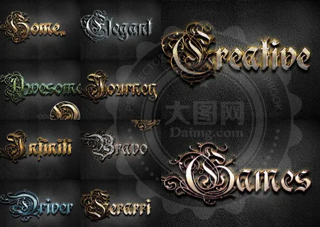 10款金属质感艺术字PS样式