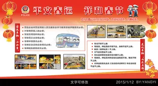 春运安全工作平安春运党建展板模板