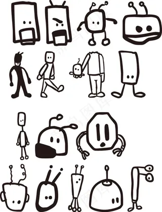 卡通动作走路外星人