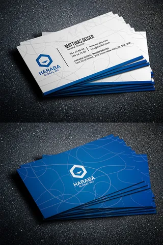 蓝色商务名片设计
