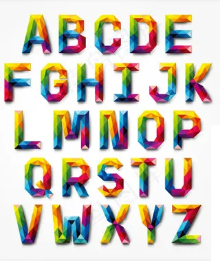 炫彩花纹卡通英文字母矢量素材