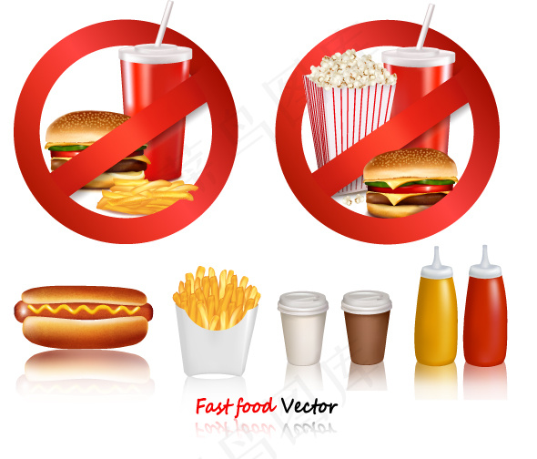 西式快餐矢量素材