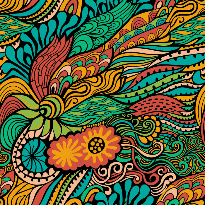 向量的无缝纹理与摘要花没完没了的背...