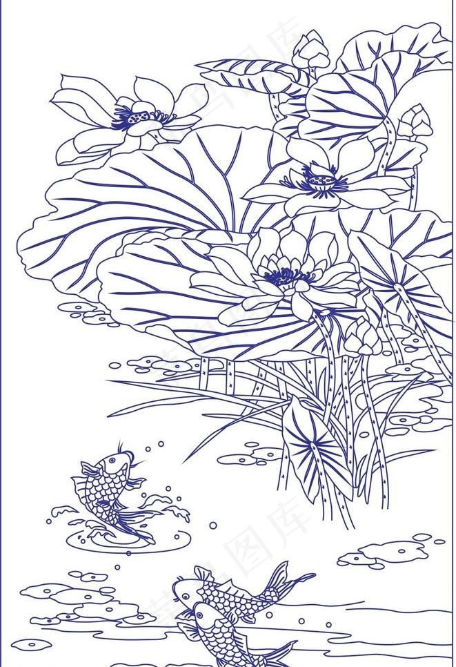 荷花鲤鱼图片cdr矢量模版下载