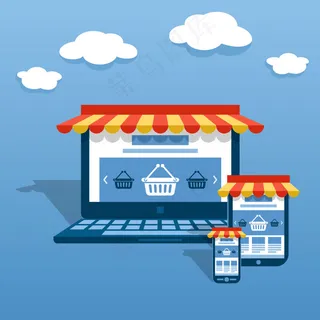 卡通电子商务背景
