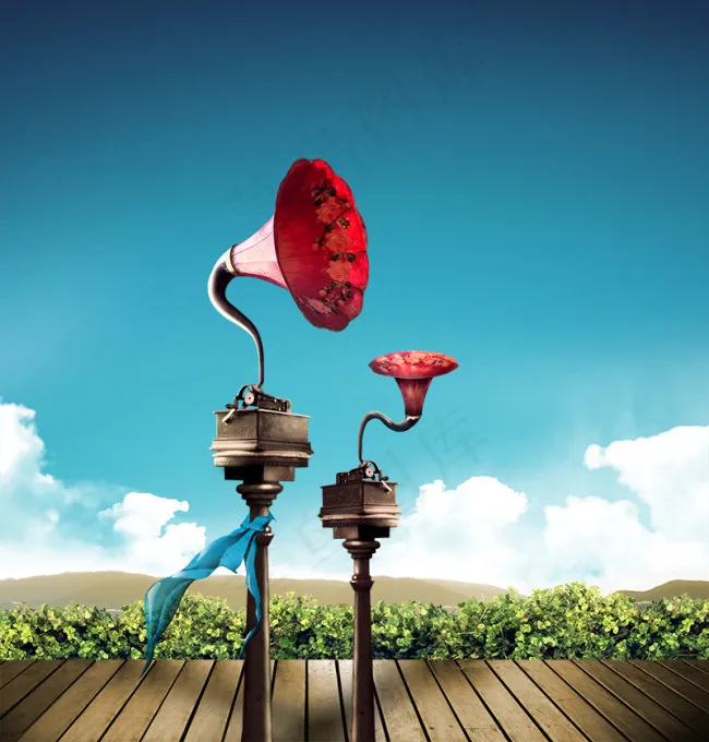 复古花纹留声机(2828X2960(DPI:280))psd模版下载