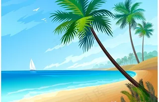 夏日海滩风景图片