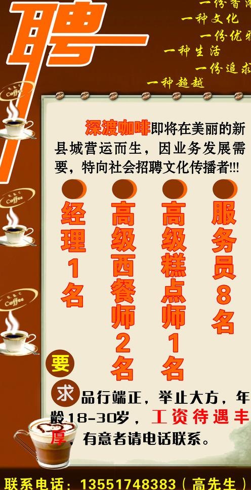 咖啡厅招聘图片cdr矢量模版下载