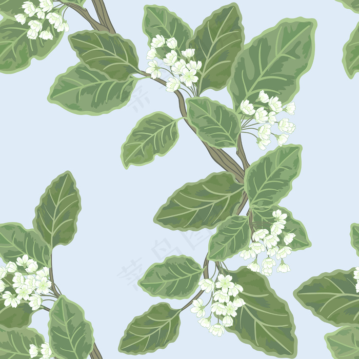 矢量图素材绿色树叶底纹花纹图案