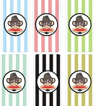 经典时尚 大嘴猴 糖果色条纹 矢量...